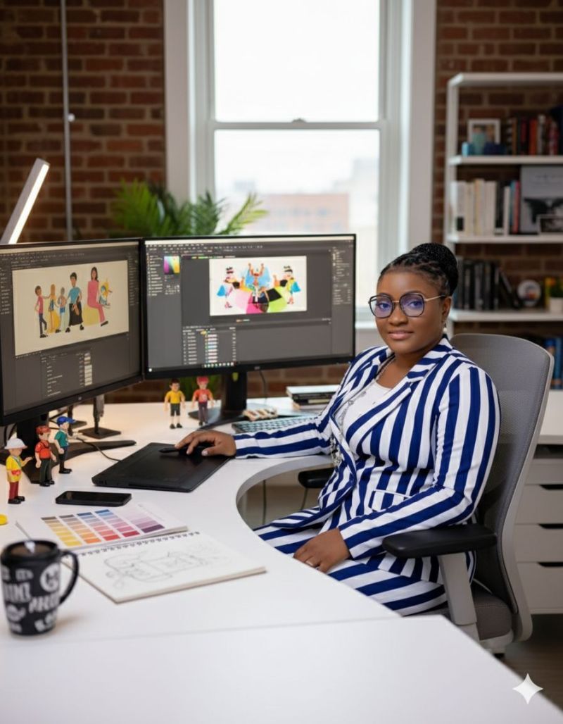 Kehinde Osoba at her design and development workstation